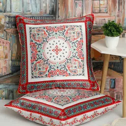 Alina decor Red & Green 2 Pieces Ethnic Motifs Square Cushion Covers-image-73