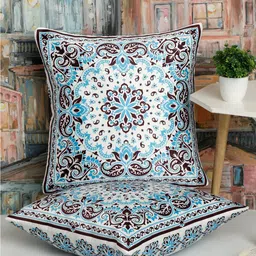 Alina decor Blue & Brown 2 Pieces Ethnic Motifs Square Cushion Covers-image-76