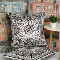 Alina decor Brown & Black 2 Pieces Ethnic Motifs Square Cushion Covers-image-6