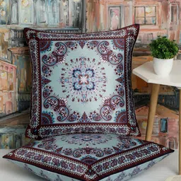 Alina decor Blue & Purple 2 Pieces Ethnic Motifs Square Cushion Covers-image-79