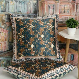 Alina decor Blue & White 2 Pieces Ethnic Motifs Square Cushion Covers-image-96