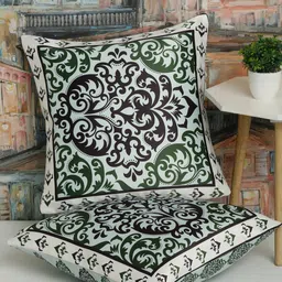 Alina decor Green & Black 2 Pieces Ethnic Motifs Square Cushion Covers-picture-25