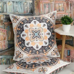 Alina decor White & Purple 2 Pieces Ethnic Motifs Square Cushion Covers-image-37