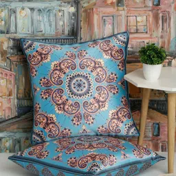 Alina decor Blue & Purple 2 Pieces Ethnic Motifs Square Cushion Covers-image-81