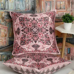 Alina decor Red & Pink 2 Pieces Ethnic Motifs Square Cushion Covers-image-68