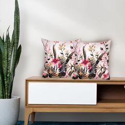 Tasseled Home Pink & Green 2 Pcs Floral Velvet Square Cushion Covers-picture-10