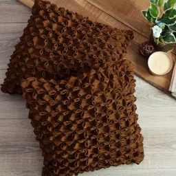 Aura Brown 2 Pieces Geometric Printed Square Cushion Covers-image-51