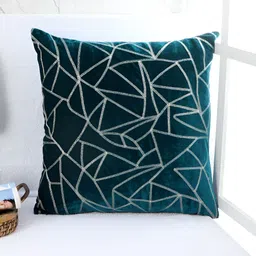 Decoghar Turquoise Blue & White 2Pcs Embroidered Square Cushion Covers-41