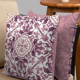 HOUZZCODE Purple & White Set of 2 Ethnic Motifs Square Cushion Covers-22