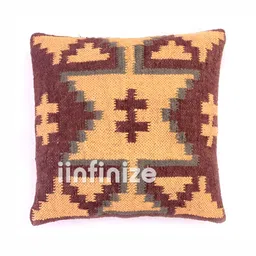 iinfinize Brown and Grey Kilim Cushion Cover-9