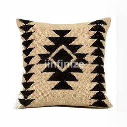 iinfinize Brown and Black Kilim Cushion Cover-picture-14