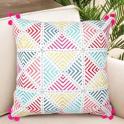 NISRAG HOME White & Pink Geometric Cushion Covers-39
