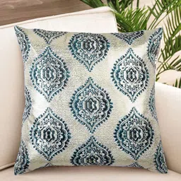 NISRAG HOME Blue & Beige Ethnic Motifs Velvet Cushion Covers-image-75