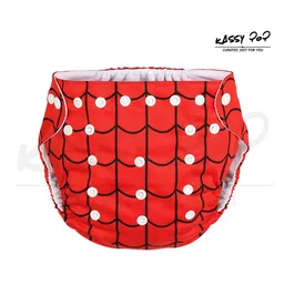 KASSY POP Infants Red & Black Checked Reusable Diaper-11
