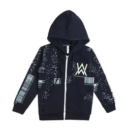earth conscious Boys Abstract Printed Hooded Fleece Bomber Jacket-6