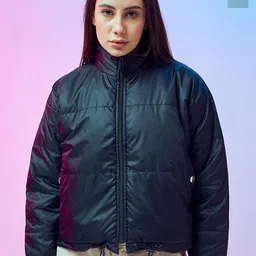 Bewakoof Mock Collar Reversible Oversized Padded Jacket-55