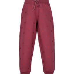 PLUM TREE Girls Burgundy-Coloured Glitter Printed Pure Cotton Joggers-image-15