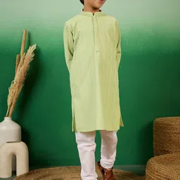 Sangria Boys Embroidered Mandarin Collar Chikankari Kurta-19