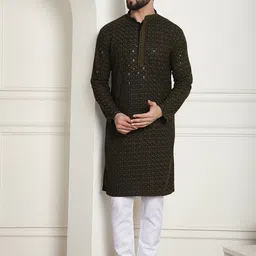 SOJANYA Embroidered Sequinned Pure Cotton Kurta with Churidar-image-45
