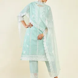 Soch Floral Embroidered Chanderi Cotton Kurta with Trousers & Dupatta-image-37