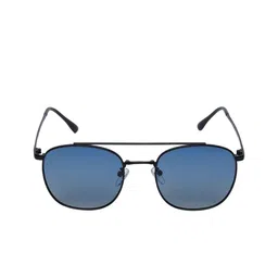 Peter Jones Eyewear Unisex Blue Lens & Black Round Sunglasses - PO730BL-19