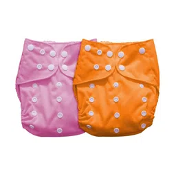 Moms Home Kids Pack Of 2 Orange & Pink Printed Reusable Cotton Pocket Diapers 2 Inserts-39
