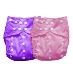 Moms Home Kids Pack Of 2 Purple & Pink Printed Baby Reusable Cotton Pocket Diapers-19