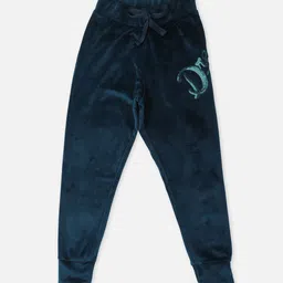 Sweet Dreams Girls Teal Blue Solid Velour Spandex Lounge Pant-image-84