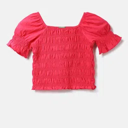 United Colors of Benetton Infant Girls Square Neck Smocked Cotton Top-picture-4