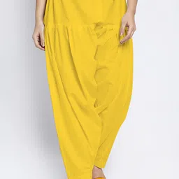 Jinfo Women Yellow Solid Pure Cotton Loose Fit Salwar Pant-picture-54