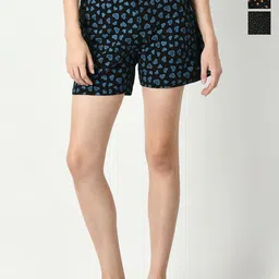 IndiWeaves Women Pack Of 3 Printed Regular Fit Cotton Shorts-image-79