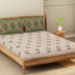 Welspun WonderFull Orange Ethnic Motifs 200 TC Queen Bedsheet With 2 Pillow Covers-image-18