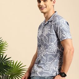 Mast & Harbour Men Slim Fit Floral Printed Cuban Collar Casual Shirt-picture-5