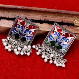 Krelin Traditional Ethnic Square Studs Earrings-image-28
