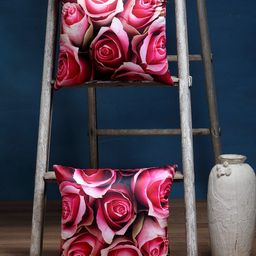 Alina decor Pink Set of 2 Floral Square Cushion Covers-18