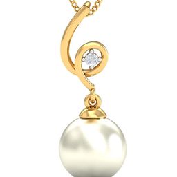 KUBERBOX Mabel 18KT Gold Diamond-Studded Pearl Pendant 0.54 gm-image-17