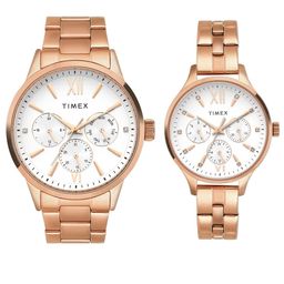 Timex Unisex Embellished Stainless Steel Bracelet Style Straps Couple Watch TW00PR304-picture-12