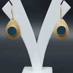 Ozanoo Gold Plated Stone Studded Drop Earrings-91
