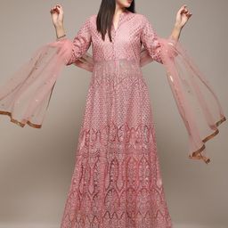 Biba Ethnic Motifs Embroidered Beads and Stones A-Line Kurta & Skirt With Dupatta-picture-5