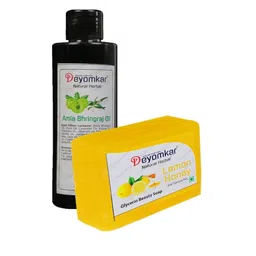 Deyomkar Set of 2 Herbal Amla Brinjraj Shampoo with Lemon Honey Soap-18