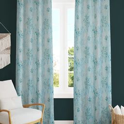Kraftiq Homes Blue & Gold-Toned 2 Pieces Floral7 Room Darkening Eyelet Long Door Curtains-image-40