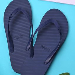 CHUPPS Men Banana Leaf Monochrome Navy Blue Natural Rubber Sustainable Thong Flip-Flops-60