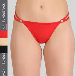 SELFCARE Women Pack Of 3 Pure Soft Cotton Thong Briefs SN1352N-picture-3