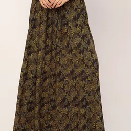 Moomaya Floral Printed Maxi Flared Skirts-picture-14
