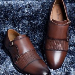 LOUIS STITCH Men Textured Leather Formal Monk Shoes-picture-26