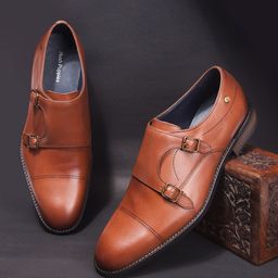 Hush Puppies Men Round Toe Leather Formal Monk Shoes-image-63