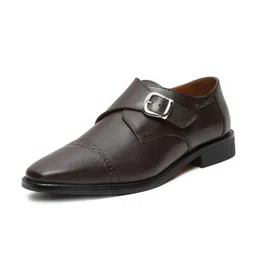 LOUIS STITCH Men Perforated Premium Leather Formal Monk Shoes-picture-4