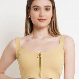 Popwings Cream-Coloured Crepe Bralette Crop Top-31