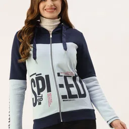 Monte Carlo Women Blue Colourblocked Hooded Sweatshirt-picture-17