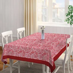 SHADES of LIFE Maroon & Grey Ethnic Motifs Printed Cotton 6-Seater Table Cover-image-90